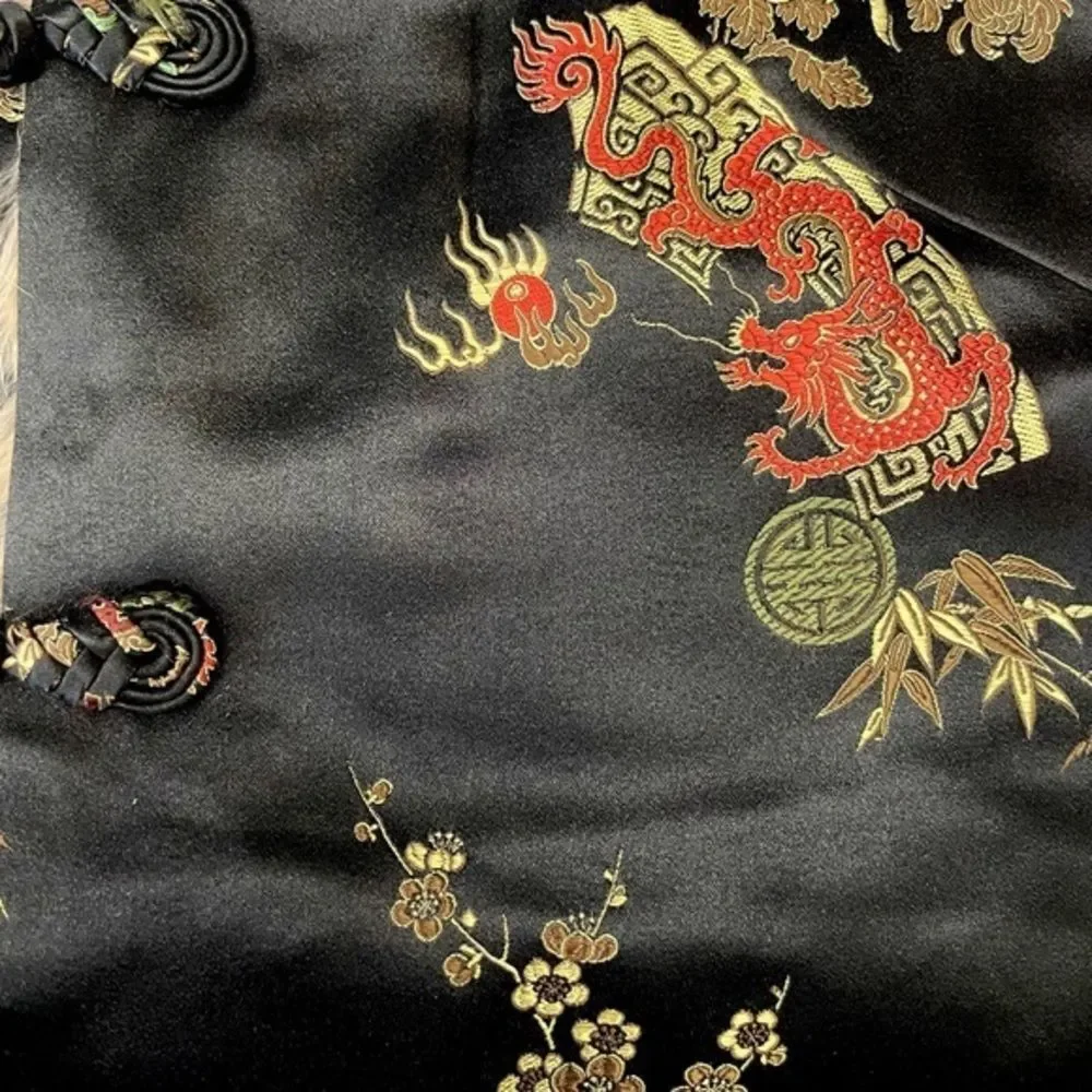 Chinese Silk & Genuine Fur‎ Reversible Vest Sweater/ Jacket - Traditional Print